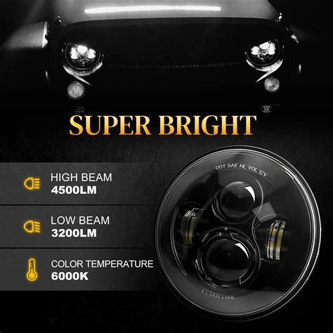 DOT Approved 7 Black LED Headlights 4 Cree LED Fog Lights