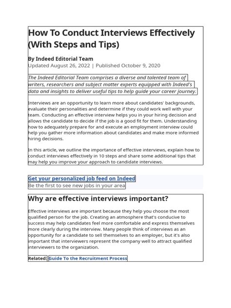How To Conduct Interviews Effectively Pdf Recruitment Human