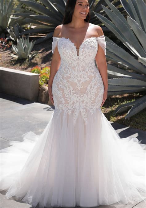 Plus Size Mermaid Wedding Dress With Tulle Mermaid Skirt Margaux