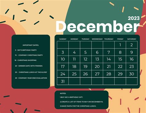 Printable December Calendar In Eps Illustrator Word Svg