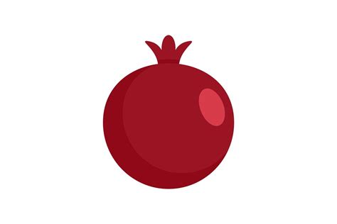 Red Fresh Eco Pomegranate Icon Flat Style By Anatolir Thehungryjpeg