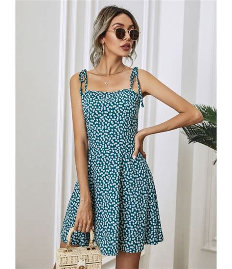 Backless Tie Shoulder Flower Print Sundress