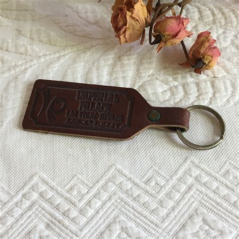 Vintage Leather Keychain Of Imperial Palace Las Vegas Nevada Embossed