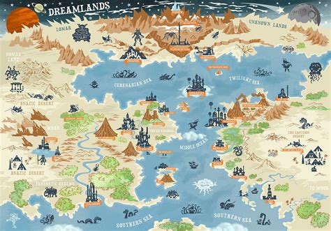 Hp Lovecraft The Dreamlands Fantasy Map Qatlasmap World Map Art