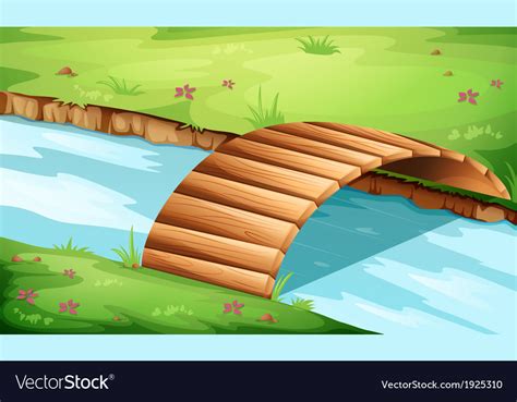 A Wooden Bridge At The River Royalty Free Vector Image