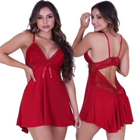 Camisola Sexy Sem Bojo Sensual Costas Abertas Calcinha Regul Vel