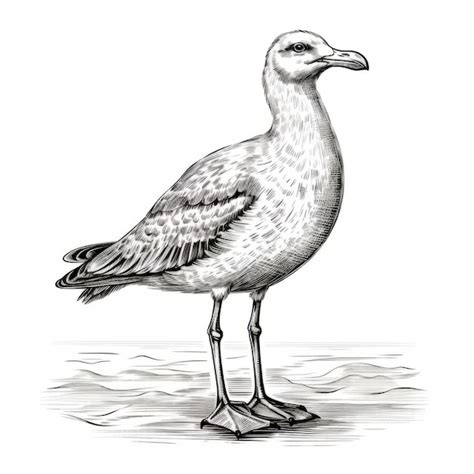 Premium Photo Hand Engraved Seagull Illustration On White Background