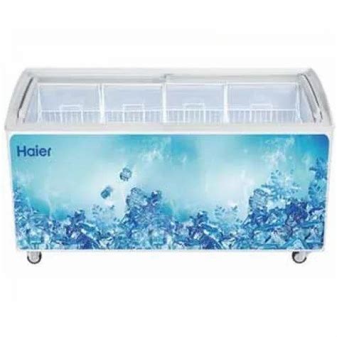 Stainless Steel Haier Make Semi Curved Glass Top Chest Freezer Hcf