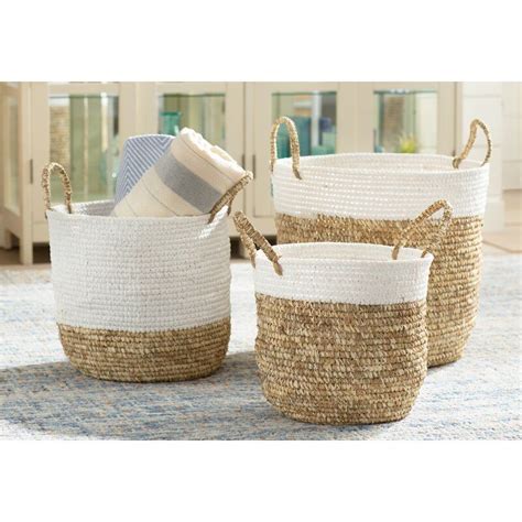 Highland Dunes Woven 3 Piece Wicker Basket Set And Reviews Wayfair Plant Basket Rattan Basket