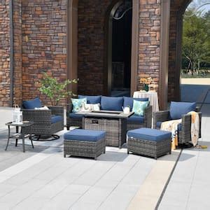 Ovios New Vultros Gray Piece Wicker Patio Fire Pit Conversation