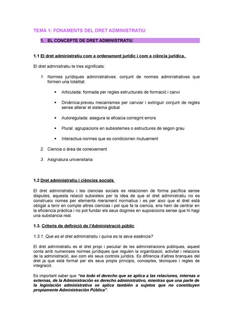 Dret Administratiu Tema 1 Fonaments Del Dret Administratiu TEMA 1