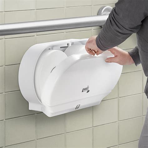 Lavex White 9 Double Roll Jumbo Toilet Tissue Dispenser