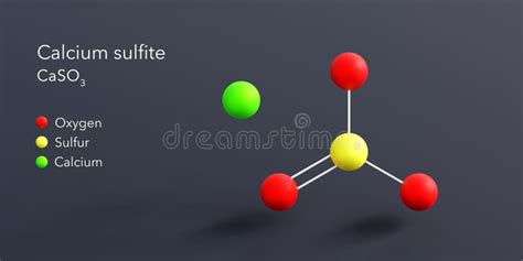 Calcium Sulfite Molecule 3d Rendering Flat Molecular Structure With