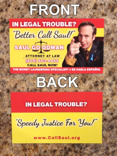 Breaking Bad Saul Goodman Better Call Saul Business Cards You Get