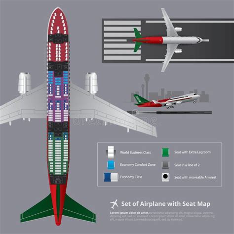 Set of Airplane with Seat Map Isolated Stock Vector - Illustration of airline, aerial: 137078050