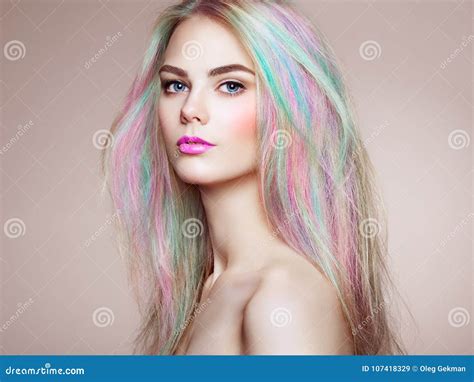 Beauty Fashion Model Girl with Colorful Dyed Hair Stock Image - Image of hairstyle, haircut ...