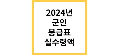 2024년 군인 봉급표 및 연봉 그리고 세후 실수령액은 복지 유통 센터