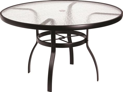 Woodard Aluminum Deluxe 48 Round Acrylic Top Dining Table With Umbrella Hole 822148w