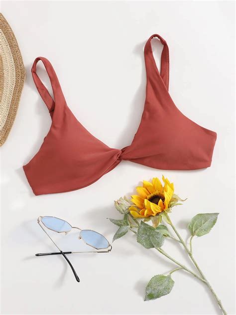 Haut De Bikini Unicolore Torsad Mode En Ligne Shein France