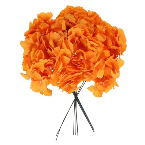 Silk Hortensienköpfe mit Stängeln 10 Pack Künstliche Blume Orange eBay