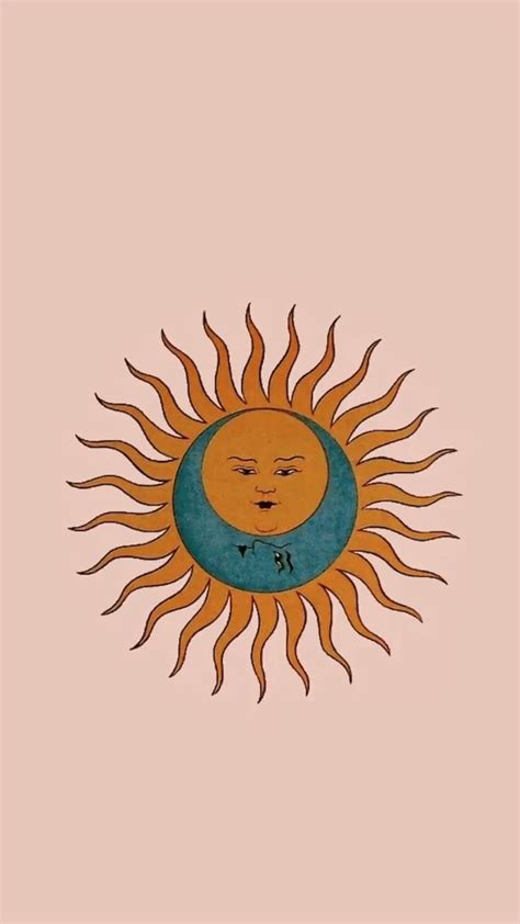 Sun and moon | Wallpaper | Sun | Moon | Pink | Blue | Yellow | Faces ...