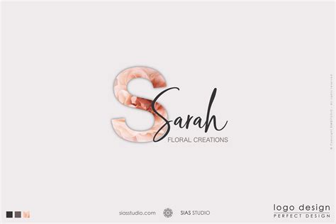 Sarah Logo Design With Elegant Floral Initial Sias Studio