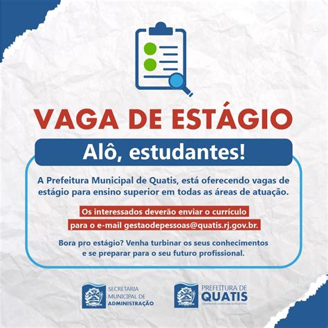 ALÔ ESTUDANTES PREFEITURA OFERECE VAGAS DE ESTÁGIO PARA ENSINO