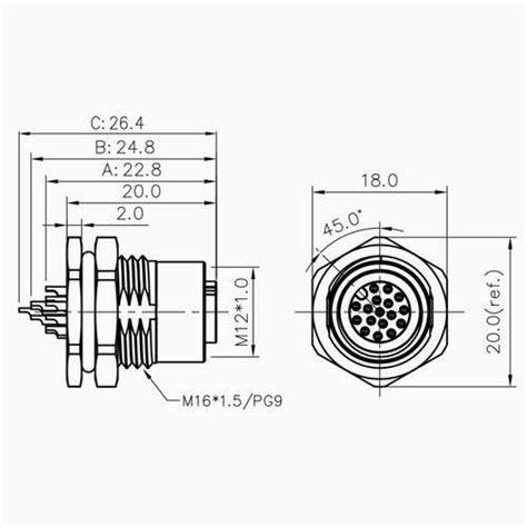 Connettore Circolare Femmina M12 Da Pannello Codifica A