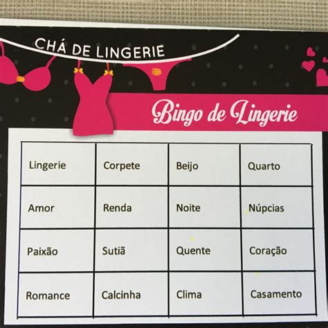 Bingo Chá de Lingerie Pink Elo7 Produtos Especiais
