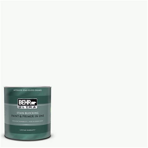 BEHR ULTRA 1 Qt PR W15 Ultra Pure White Semi Gloss Enamel Interior