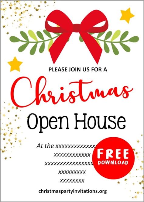 Free Printable Christmas Open House Invitations Templates – Christmas ...