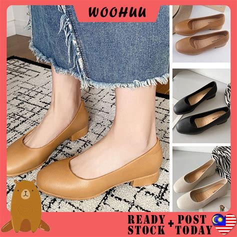 Ready Stock Woohuu Women Ol Pointed Middle Heel Office Wear Kasut Kerja