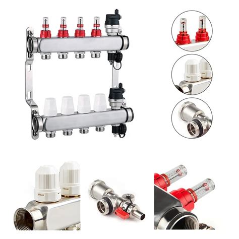 304 Stainless Steel Manifold With Ball Valve Flow Meter 2 4 Ways Floor