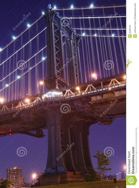 Manhattan Bridge at Night stock photo. Image of detail - 2538704