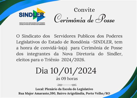 Convite Cerimônia De Posse Triênio 20242026 Sindler Sindicato