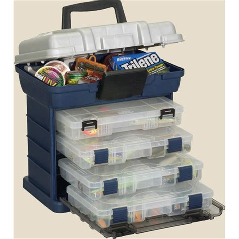 Plano 4 BY Rack Loader Tackle Box Blue Silver 121659 Tackle