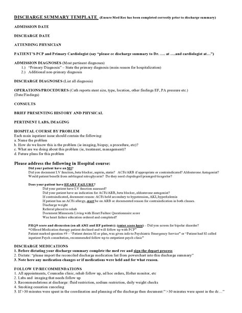 30 Hospital Discharge Summary Templates