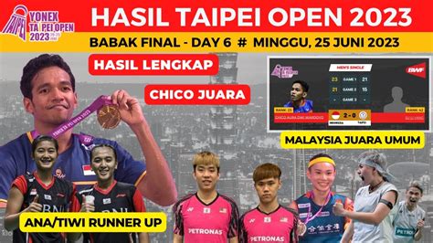 Hasil FINAL Taipei Open 2023 Hari Ini Chico Juara Ana Tiwi Runner