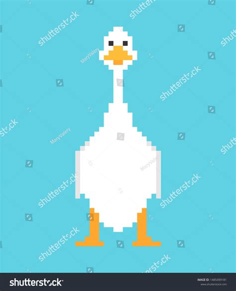 White Goose Pixel Art Domestic Waterfowl Stock Vector Royalty Free