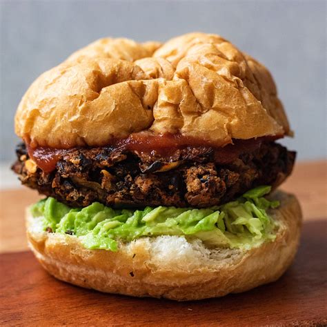 Vegan Oyster Mushroom Burger with Black Beans - Avocado Skillet