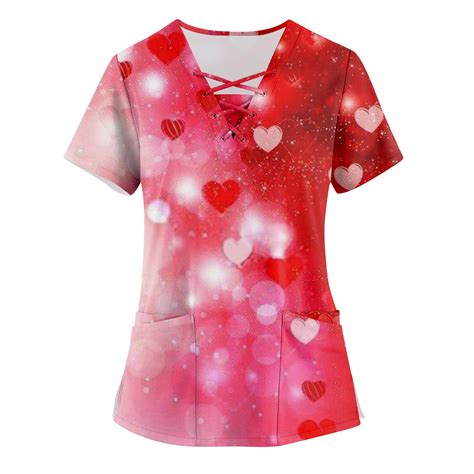 Mlqidk Valentine S Day Scrubs Tops For Women Scrubs Stretch Women S