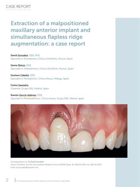 Pdf Extraction Of A Malpositioned Maxillary Anterior Case Report