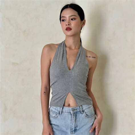 Jual Cali Top Lale Halter Tanktop Summer Atasan Rib Ribbed Knit