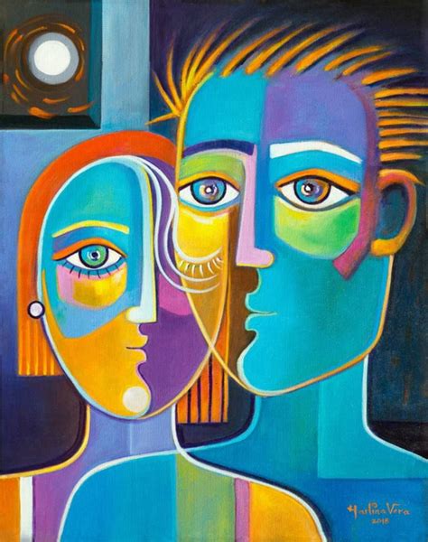 Original Love Painting By Marlina Vera Cubism Art On Canvas Cubism