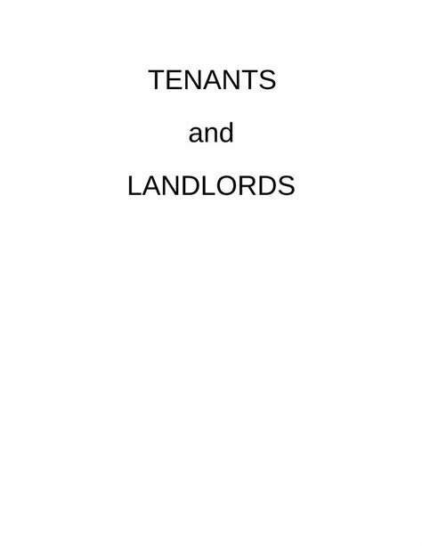 Pdf Tenants And Landlords This Guide Is Designed To Inform Tenants