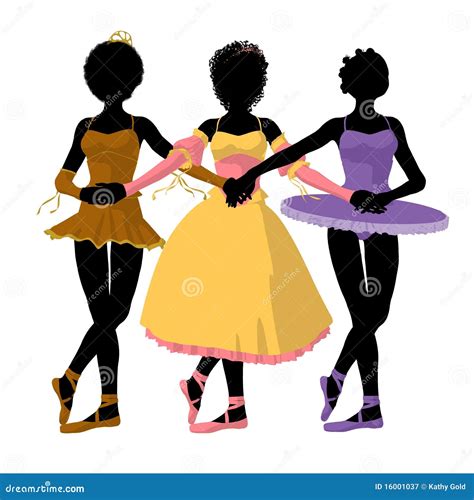 Three African American Ballerinas Illustration Stock Illustration