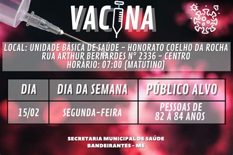 PMBandeirantes Agenda Vacinas20210215 Prefeitura Municipal De