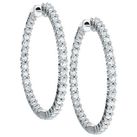 Hoop Earrings With 1 Carat Tw Of Diamonds In 18kt White Gold