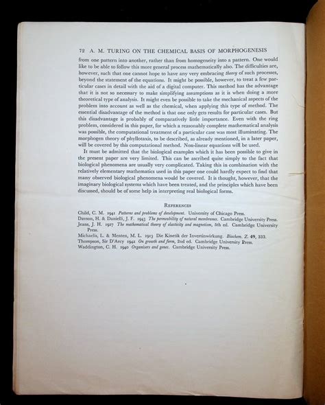 The Chemical Basis of Morphogenesis | A. M. Turing, Alan | First Edition