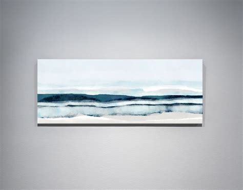 Long Narrow Horizontal Wall Art, Coastal Abstract Art, Modern Seascape ...